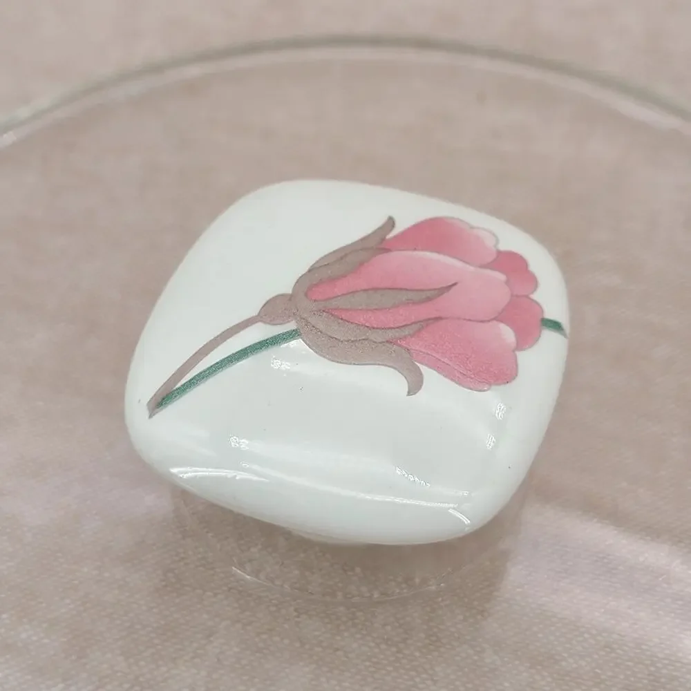 Vtg Mikasa Fire & Ice Silk Flowers Covered Casserole Dish 80's Glass Lid AA009